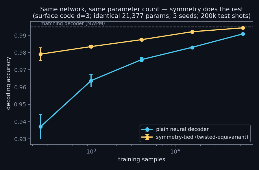 Symmetry-tied neural decoders for quantum error correction